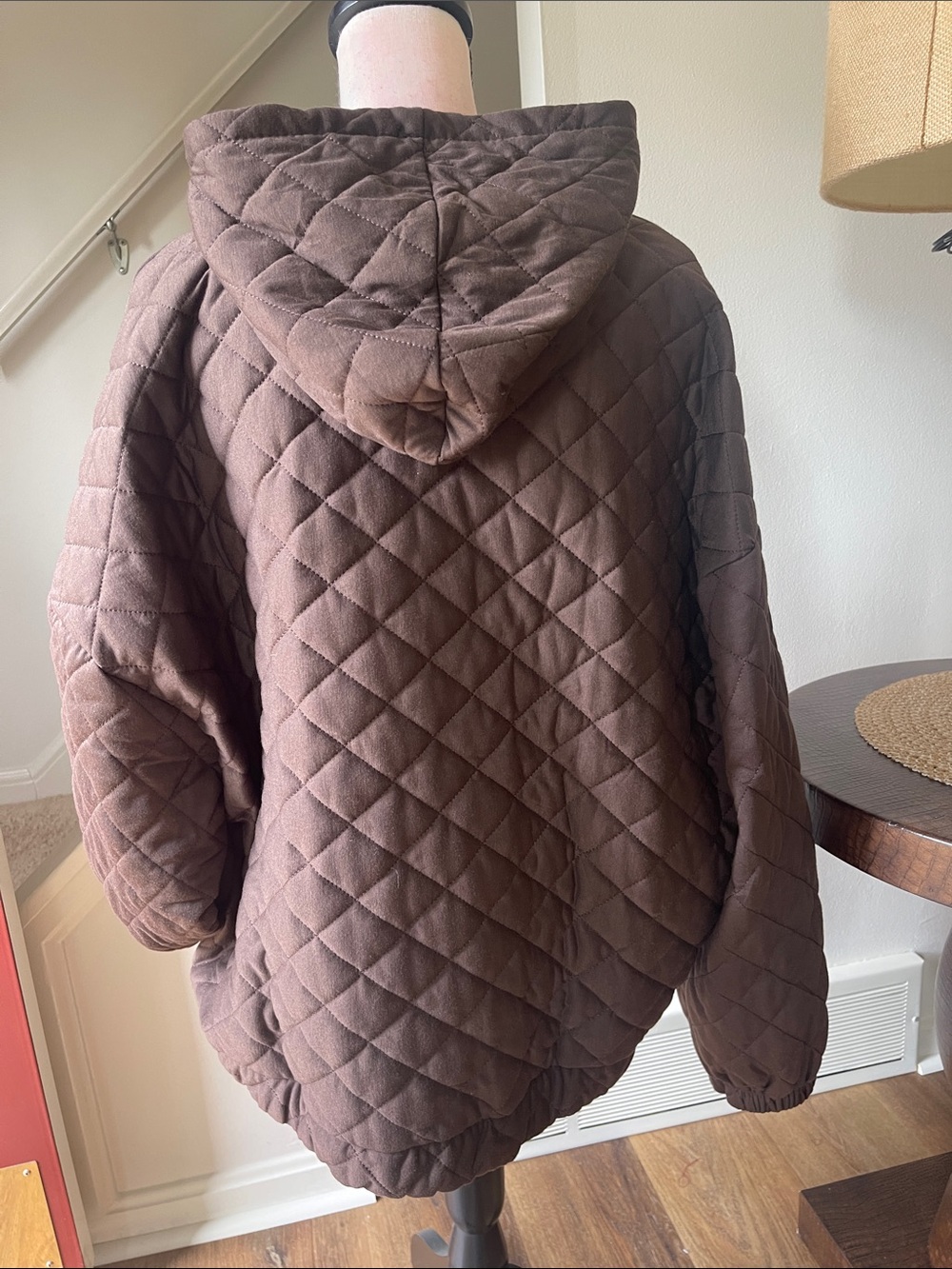 Love Brown Quilted Pullover Hoodie Pockets Size 4X - Picture 3 of 11